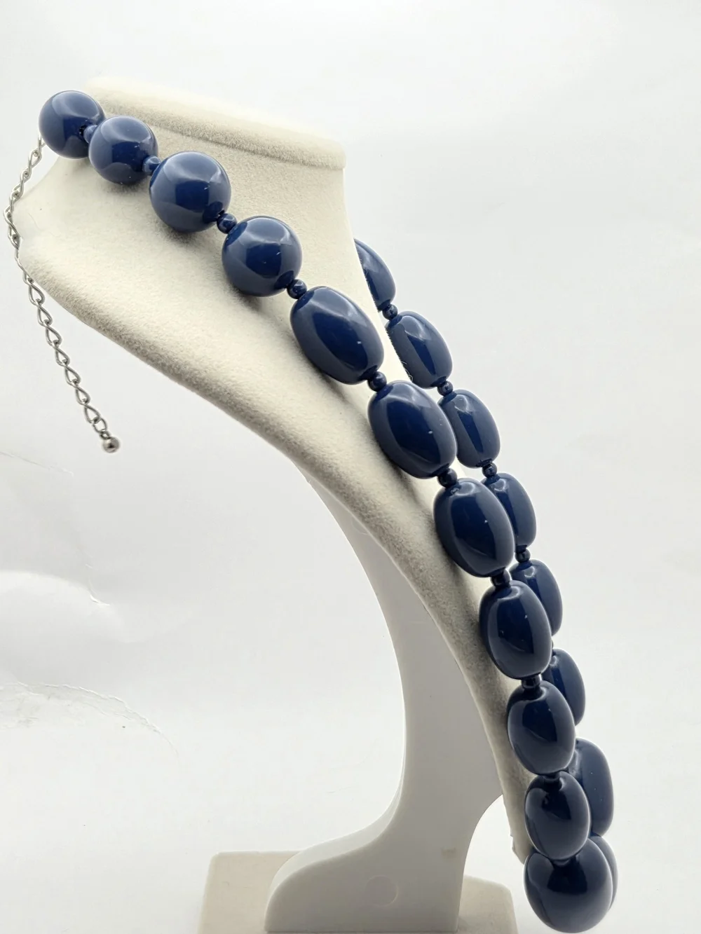 Navy Blue Chunky Resin Bead Necklace 24.5